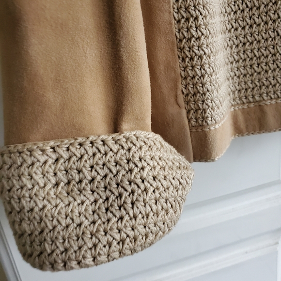 Carlisle Jacket:  Sophisticated Look in Suede with Crocheted Panels - Picture 6 of 11